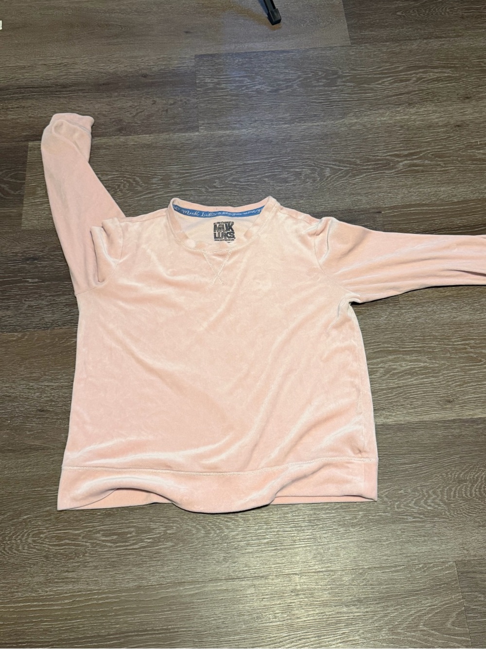 Baby pink velour crewneck sweatshirt